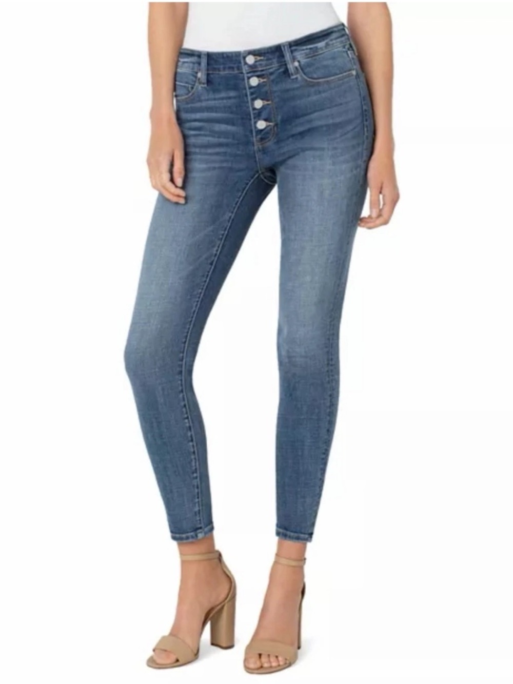 NWT Liverpool Los Angeles‎ Abby Button Fly Perry Wash Ankle Skinny Jeans
